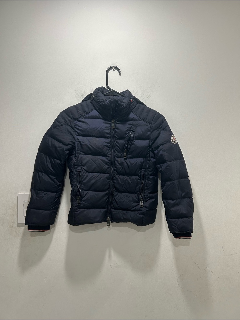 Moncler Navy Puffer Jacket with Logo Patch
